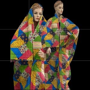 70s Vintage Patchwork Sleeping Bag dress gala duster outerwear